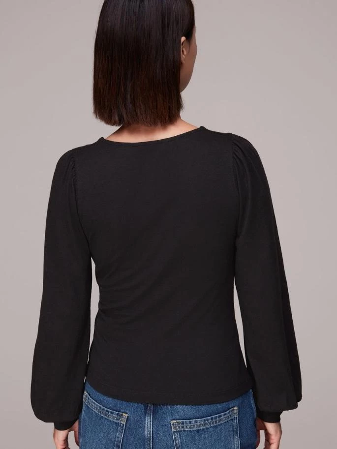 Black Square Neck Long Sleeve Top, WHISTLES